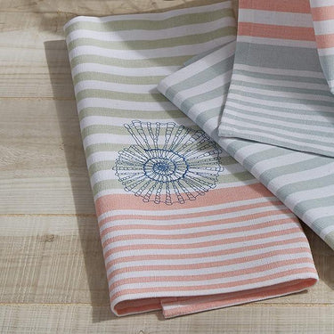 Sea Life Embroidered Shell Dishtowel Set of 2 Park Designs - The Fox Decor